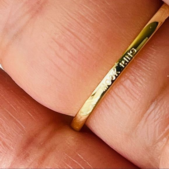 Yellow Gold Three Stone Promise RING 7 - Picture 4 of 6